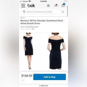 Eliza J Navy off the shoulder cocktail dress